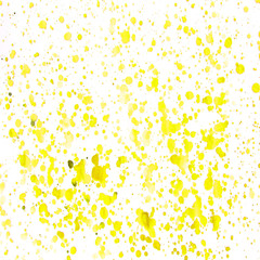 Акварельный абстрактный  цветной рисунок разноцветные пятна, разводы и брызги. Нежные весенние цвета. Желтый  на белом фоне.