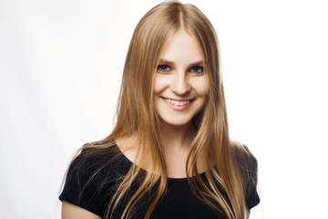 Obraz premium Happy busines woman in white background