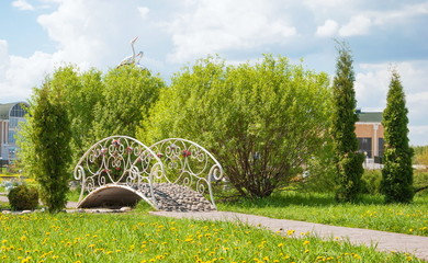 Openwork bridge in city park