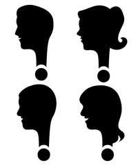 Vector Set of Female and Male Adult  Silhouettes