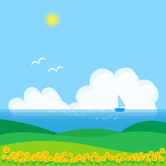 Fototapeta premium 夏の風景 海と山
