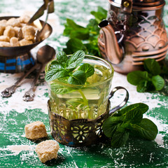 Freshly prepared mint tea