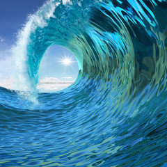 Obraz premium Blue wave twirl background 3d illustration