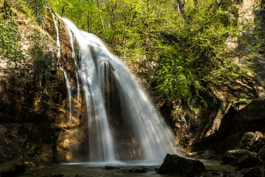 Waterfall Jur-Jur - the most affluent in Crimea