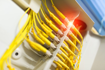 fiber optic with servers in a technology data center