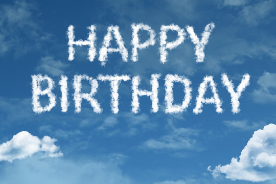 Happy Birthday Cloud Word With A Blue Sky