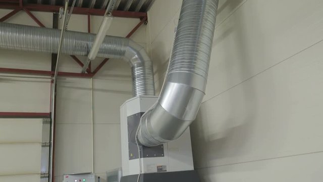 The stainless air ventilation in the room. This gives the factory a good air circulation and not so much heat