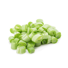 Green beans handful isolated on white background