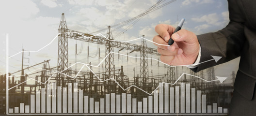 Hand writing graph for analysis power plant system
