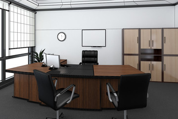3D Interior rendering of an office