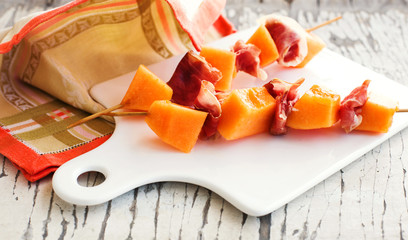 summer skewers of melon and parma ham