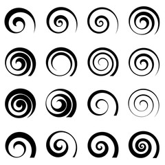 A set of swirl spiral elements, isolated vector graphic - obrazy, fototapety, plakaty