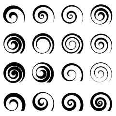 Foto op Canvas A set of swirl spiral elements, isolated vector graphic © lilam8