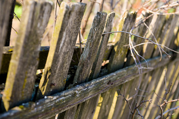 Old wood rustic fence in natural light