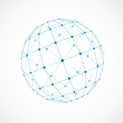 3d vector low poly spherical object with black connected lines