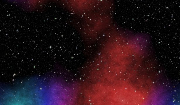 New panoramic looking into deep space. Dark night sky full of stars. The nebula in outer space.
