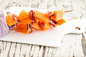 summer skewers of melon and parma ham