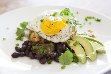 Fried Egg with Black Beans and Salsa