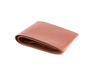 wallet brown leather isolated on white background