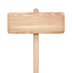Wooden sign isolated on white.