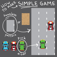 Pixel art style simple game vector objects set