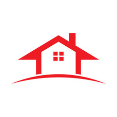 Red Real Estate house. Vector graphic illustration