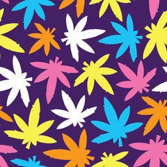 Marihuana ganja weed seamless vector pattern 