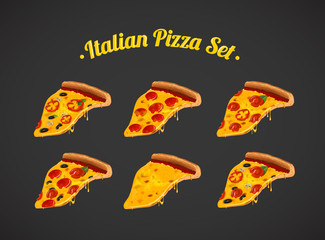 Slice of margherita pizza . For advertising design or restaurant