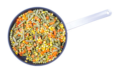 Mixed vegetables in a frying pan on