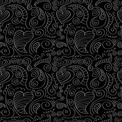 Seamless vector pattern. Decorative ornamental black and white background.