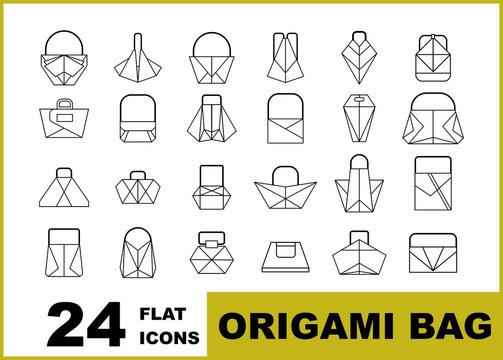 set of origami bag flat icons
