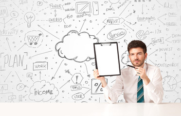 Business man with business concept background