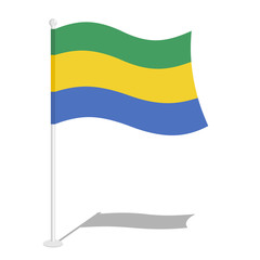 Gabon Flag. Official national symbol of Gabonese Republic. Tradi