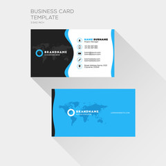 Corporate Business Card Print Template. Personal Visiting Card with company Logo. Clean Flat Design. Vector Illustration