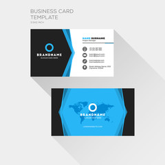 Corporate Business Card Print Template. Personal Visiting Card with company Logo. Clean Flat Design. Vector Illustration