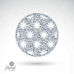 Winter abstract round object with beautiful snowflakes, weather