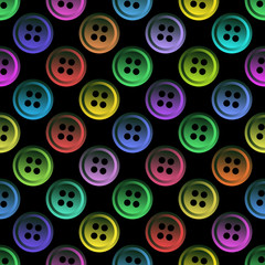 Fototapeta premium Vector seamless pattern from the shining neon buttons on a black