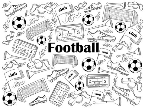 Football colorless set vector illustration