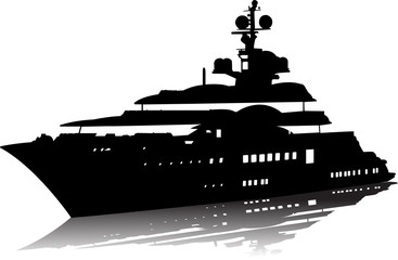 Vector illustration of silhouette of the sea yacht
