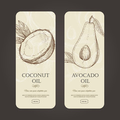 Vector template labels for coconut and avocado oils.