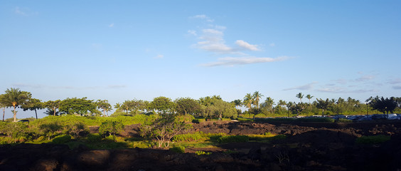 Parking lot next to old lava field near Waikoloa resorts