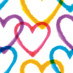 Seamless pattern with hand drawn watercolor hearts