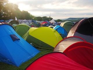 Colourful tents at music festival