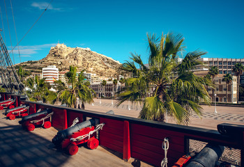 Mount Benacantil with a Castle of Santa Barbara, Alicante. Spain