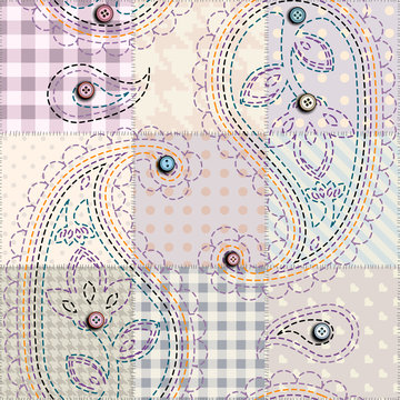  Pink patchwork with paisley