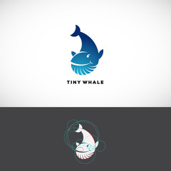 Tiny Whale Abstract Vector Logo Template. Flat Style Sign, Icon or Symbol Made With Golden Ratio Guides.