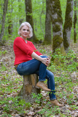 Blonde in a red pullover