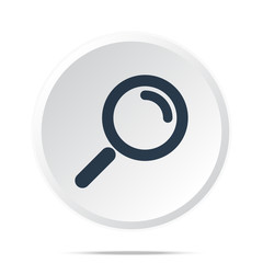 Black Magnifying Glass icon on white web button