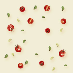 Natural Colorful Pattern Background Made of Cherry Tomato and Ba