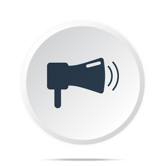 Black Megaphone icon on white web button